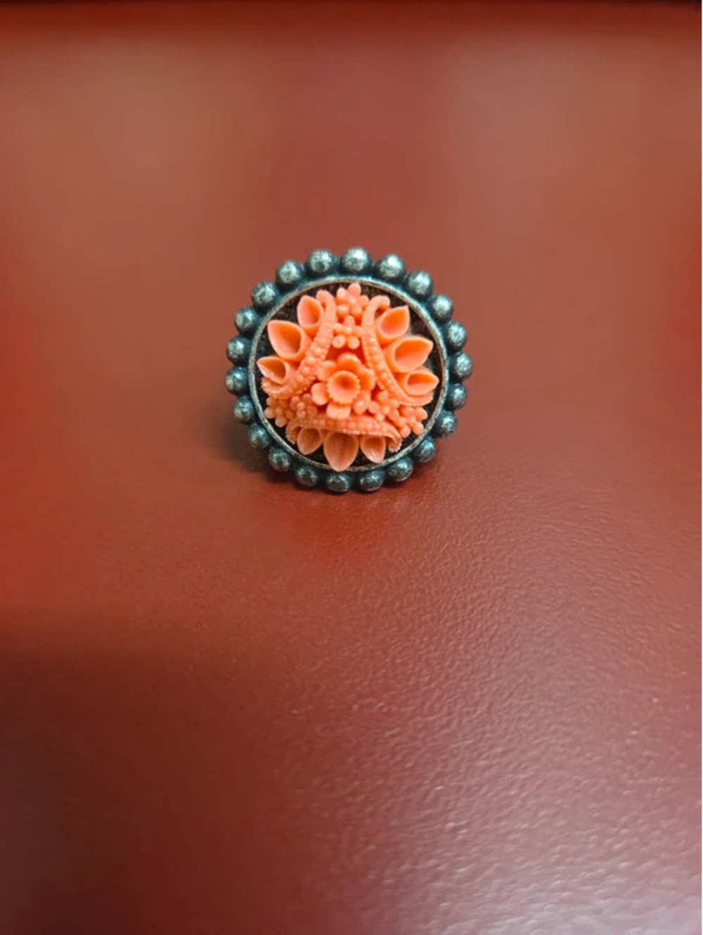 Coral Fashion Ring. Size 6